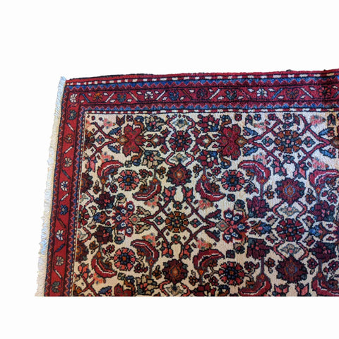120 x 90 cm Persian Hamadan Geometric Beige Small Rug - Rugmaster