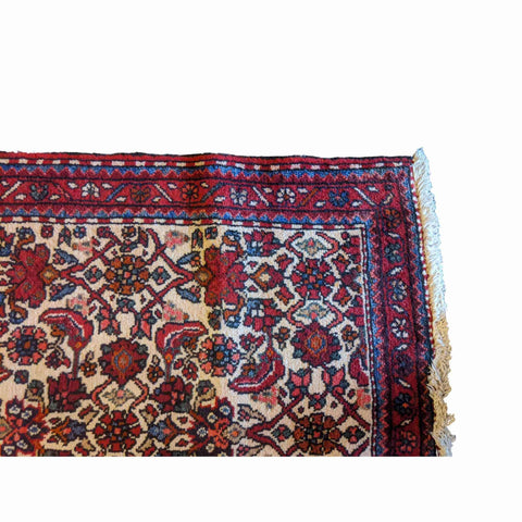 120 x 90 cm Persian Hamadan Geometric Beige Small Rug - Rugmaster