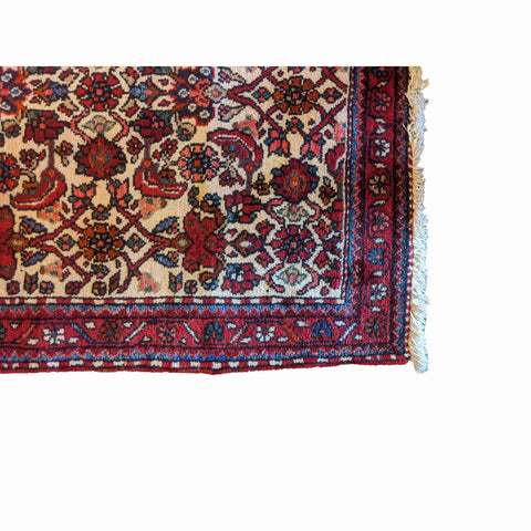 120 x 90 cm Persian Hamadan Geometric Beige Small Rug - Rugmaster