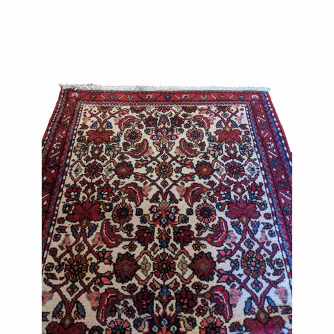 120 x 90 cm Persian Hamadan Geometric Beige Small Rug - Rugmaster