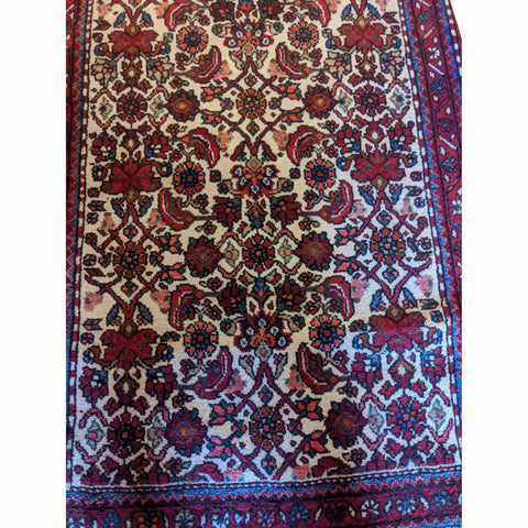 120 x 90 cm Persian Hamadan Geometric Beige Small Rug - Rugmaster
