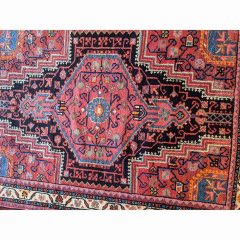 120 x 93 cm Persian Hamadan Geometric Red Small Rug - Rugmaster