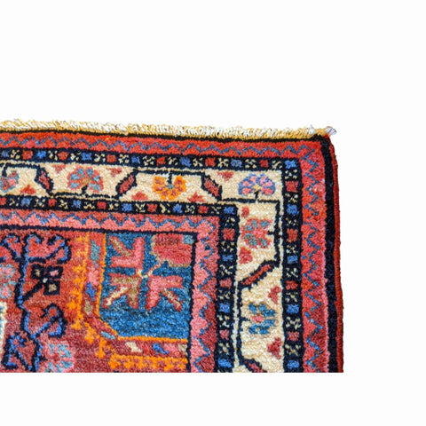 120 x 93 cm Persian Hamadan Geometric Red Small Rug - Rugmaster