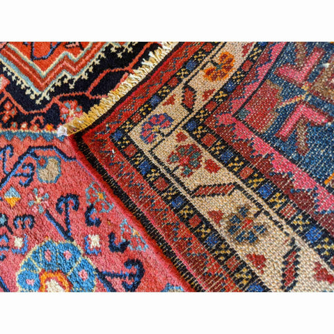 120 x 93 cm Persian Hamadan Geometric Red Small Rug - Rugmaster