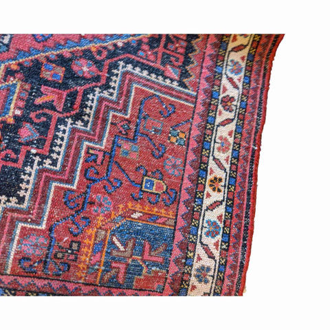 120 x 93 cm Persian Hamadan Geometric Red Small Rug - Rugmaster