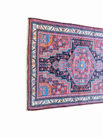 120 x 93 cm Persian Hamadan Geometric Red Small Rug - Rugmaster