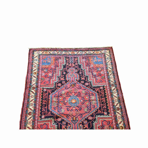120 x 93 cm Persian Hamadan Geometric Red Small Rug - Rugoutlet