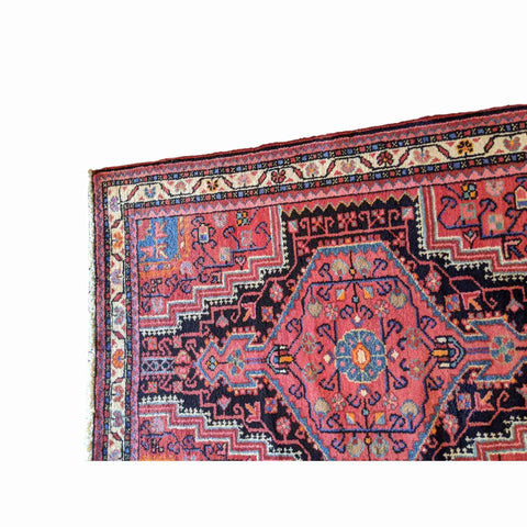 120 x 93 cm Persian Hamadan Geometric Red Small Rug - Rugmaster