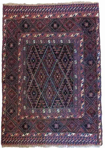 122 x 127 cm Afghan Mushwani Tribal Purple Rug - Rugoutlet