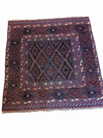 122 x 127 cm Afghan Mushwani Tribal Purple Rug - Rugoutlet