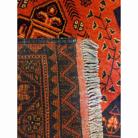 123 x 77 cm Afghan Khan Tribal Black Small Rug - Rugmaster
