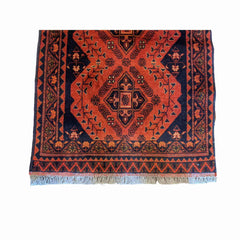 123 x 77 cm Afghan Khan Tribal Black Small Rug - Rugoutlet