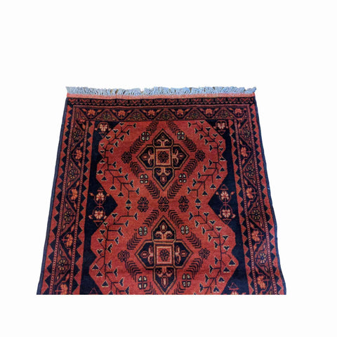 123 x 77 cm Afghan Khan Tribal Black Small Rug - Rugmaster