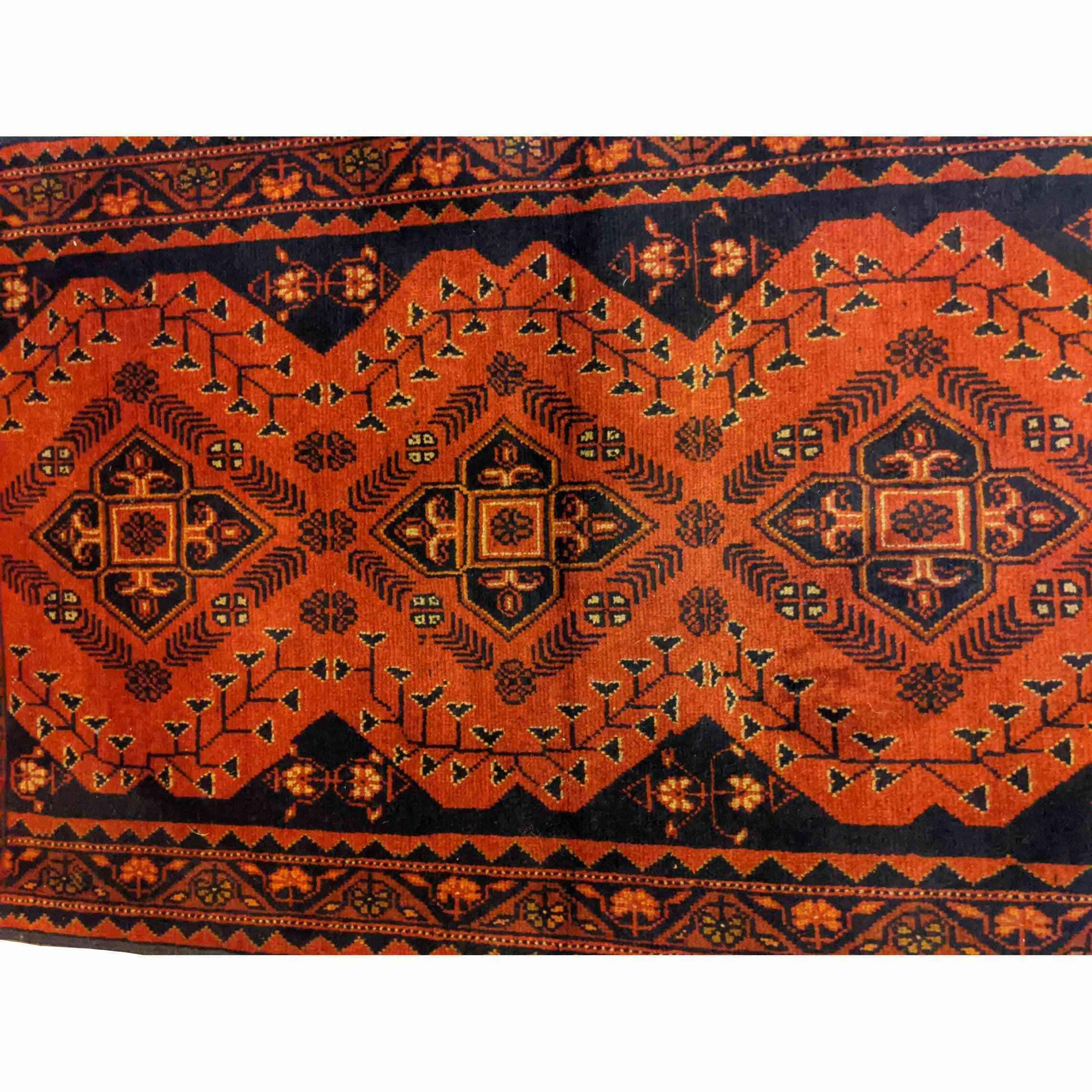 123 x 77 cm Afghan Khan Tribal Black Small Rug - Rugmaster