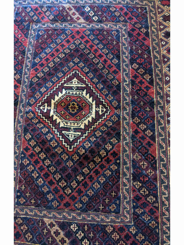 123 x 98 cm Afghan Mushwani Tribal Maroon Small Rug - Rugoutlet