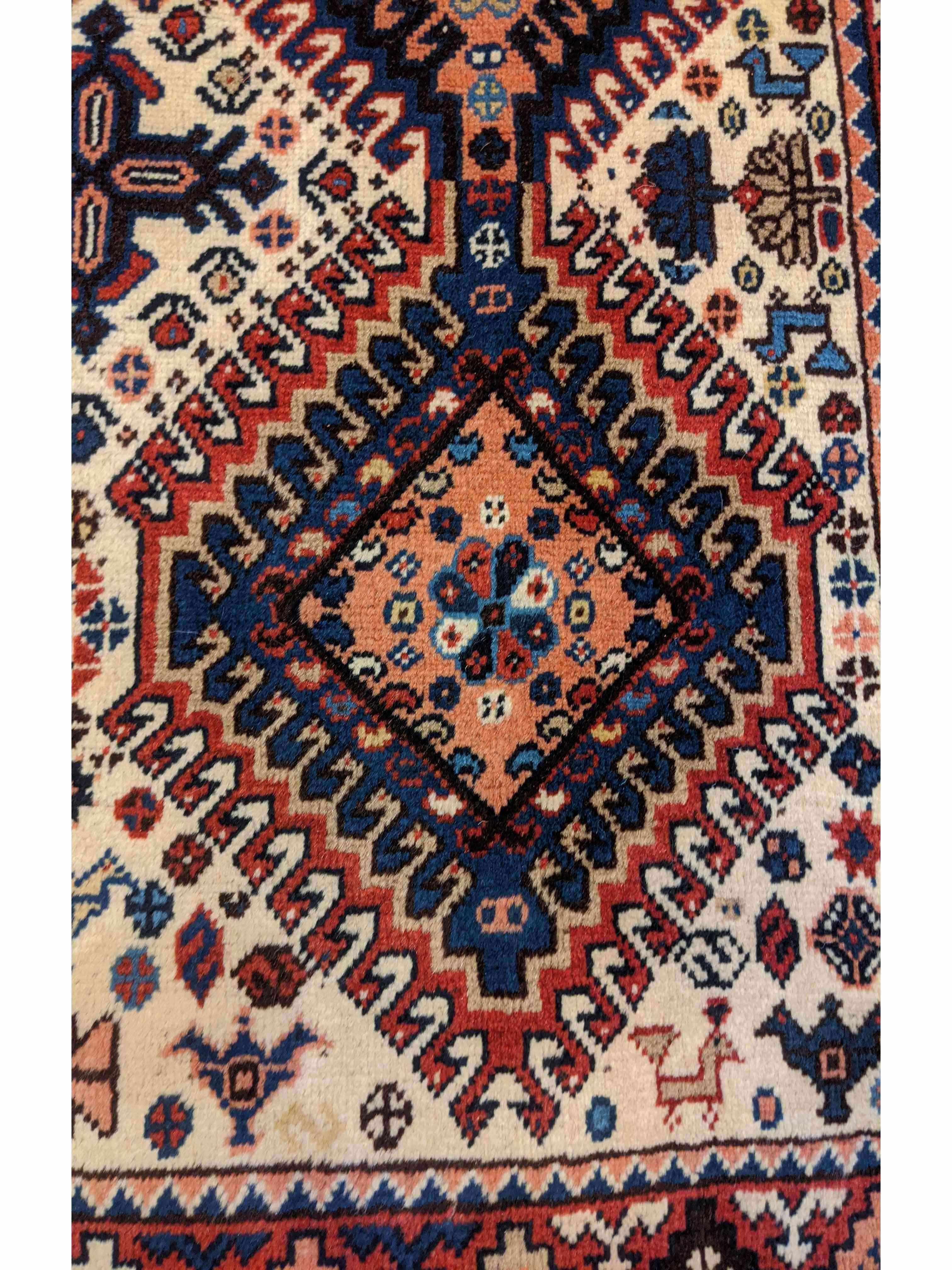 124 x 87 cm Yalameh Tribal Red Small Rug - Rugmaster