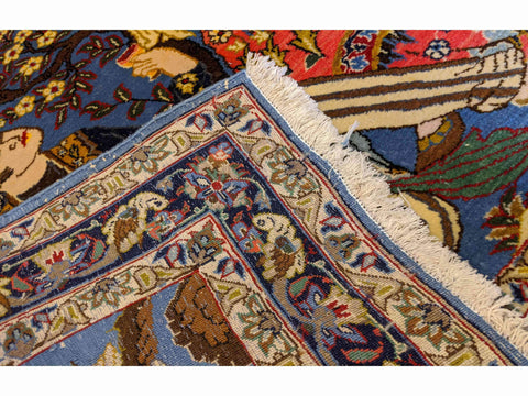 125 x 106 cm Tabriz Tab Traditional Blue Small Rug - Rugoutlet