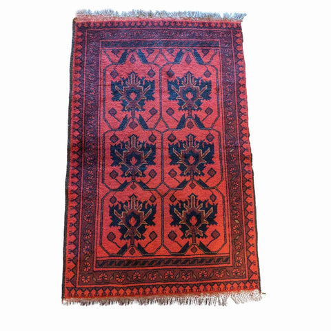 126 x 79 cm Afghan Khan Tribal Red Small Rug - Rugmaster