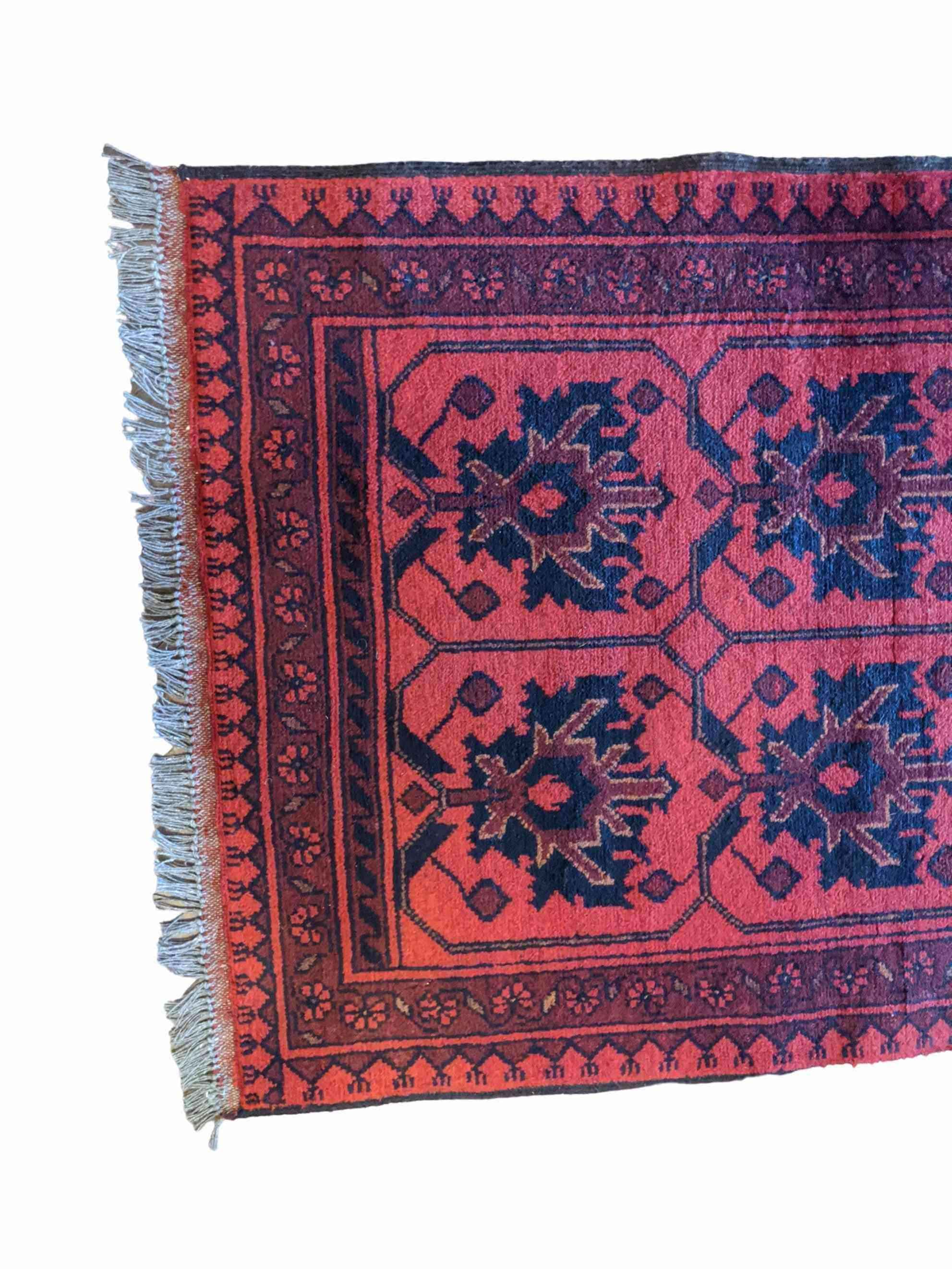 126 x 79 cm Afghan Khan Tribal Red Small Rug - Rugmaster