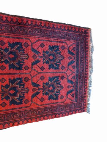 126 x 79 cm Afghan Khan Tribal Red Small Rug - Rugmaster
