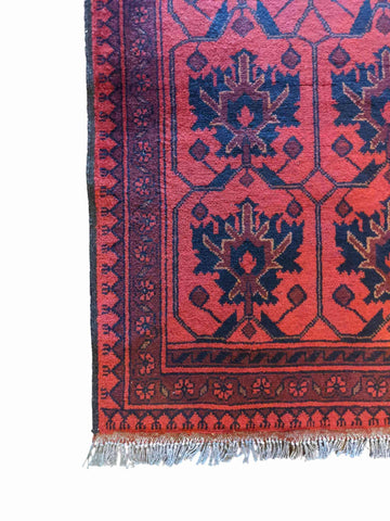126 x 79 cm Afghan Khan Tribal Red Small Rug - Rugmaster