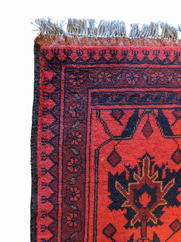 126 x 79 cm Afghan Khan Tribal Red Small Rug - Rugmaster