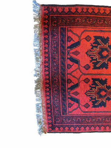 126 x 79 cm Afghan Khan Tribal Red Small Rug - Rugmaster