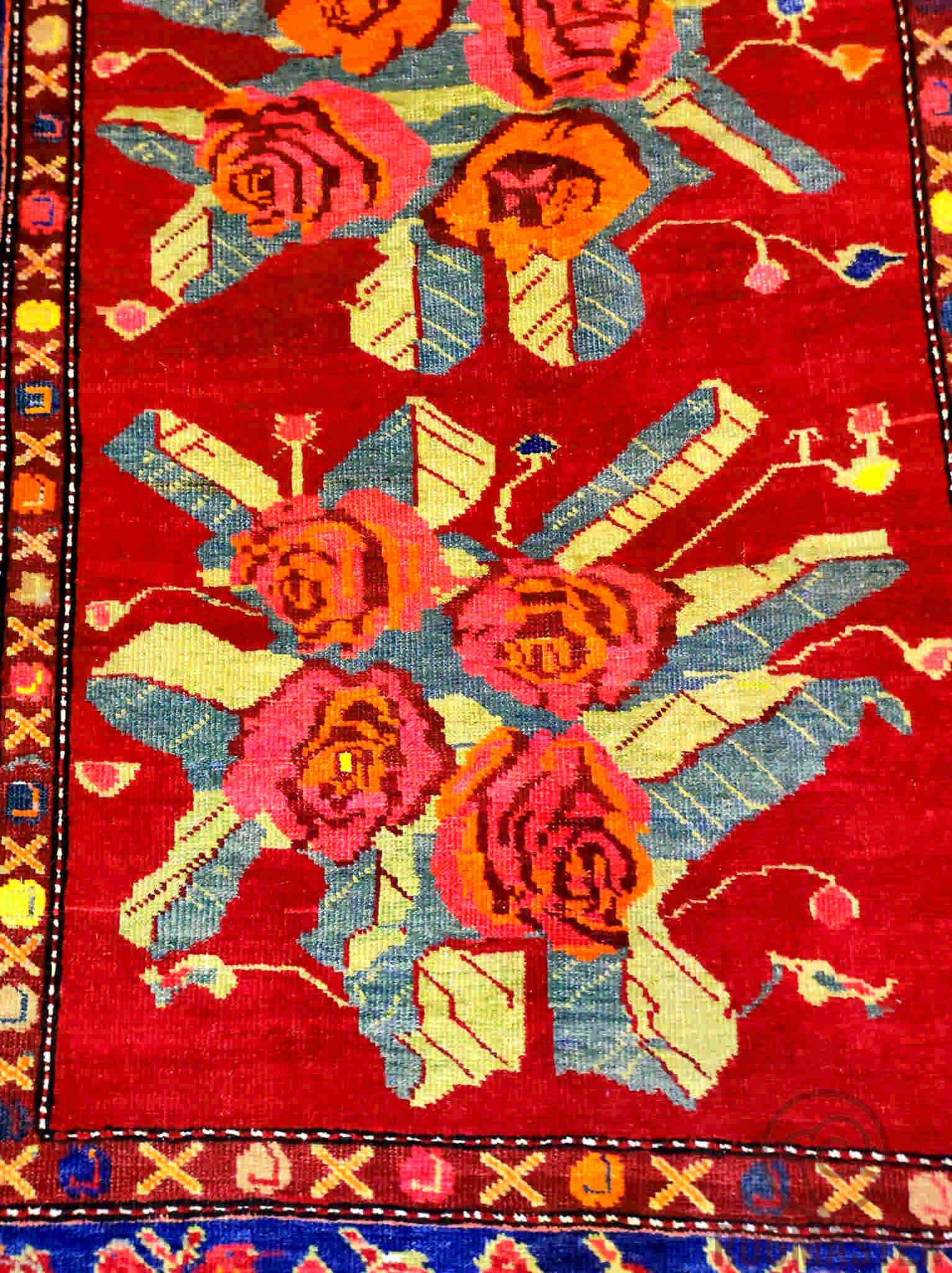 126 x 250 cm Anatolian Floral Wool Runner Rug - Rugoutlet