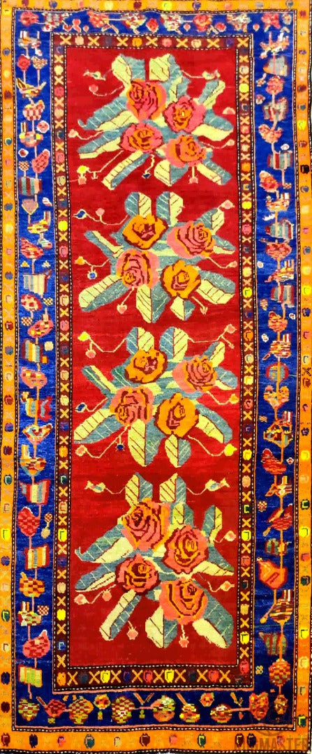 126 x 250 cm Anatolian Floral Wool Runner Rug - Rugoutlet