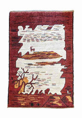 128 x 90 cm Persian Gabbeh Tribal Red Rug - Rugmaster