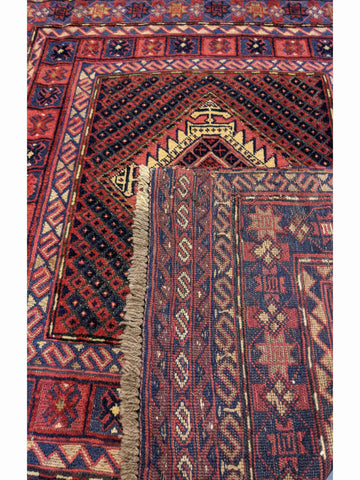 130 x 118 cm Afghan Mushwani Tribal Red Rug - Rugoutlet