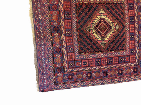 130 x 118 cm Afghan Mushwani Tribal Red Rug - Rugoutlet