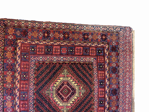 130 x 118 cm Afghan Mushwani Tribal Red Rug - Rugoutlet