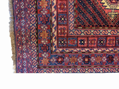 130 x 118 cm Afghan Mushwani Tribal Red Rug - Rugoutlet