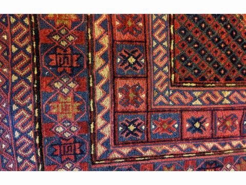130 x 118 cm Afghan Mushwani Tribal Red Rug - Rugoutlet