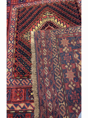 130 x 118 cm Afghan Mushwani Tribal Red Rug - Rugoutlet