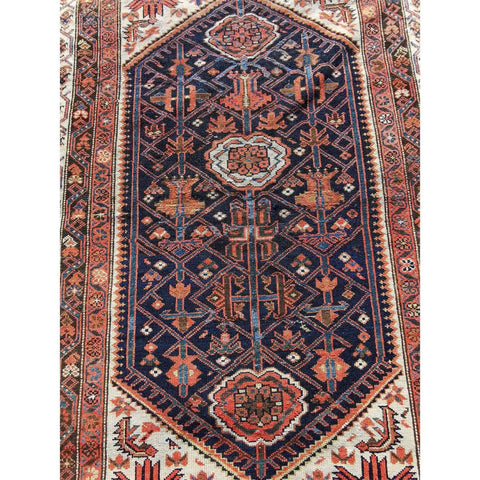 130 x 195 cm Old Persian Handmade Malayer Traditional Blue Rug - Rugoutlet