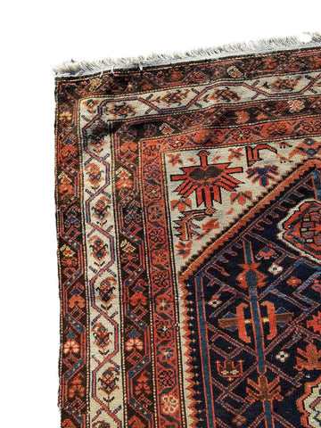 130 x 195 cm Old Persian Handmade Malayer Traditional Blue Rug - Rugoutlet