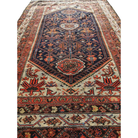 130 x 195 cm Old Persian Handmade Malayer Traditional Blue Rug - Rugoutlet