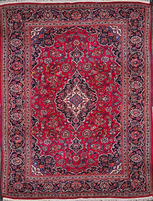130 x 200 cm Old Antique Kashan Antique Red Rug - Rugmaster