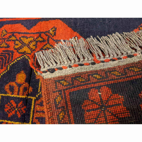 130 x 74 cm Afghan Khan Tribal Orange Small Rug - Rugmaster