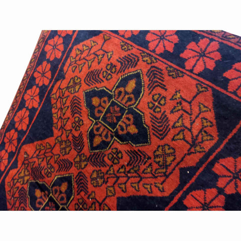130 x 74 cm Afghan Khan Tribal Orange Small Rug - Rugmaster