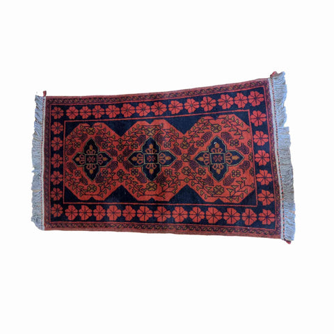 130 x 74 cm Afghan Khan Tribal Orange Small Rug - Rugmaster