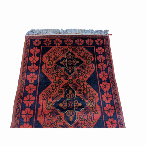 130 x 74 cm Afghan Khan Tribal Orange Small Rug - Rugmaster