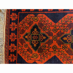 130 x 74 cm Afghan Khan Tribal Orange Small Rug - Rugmaster