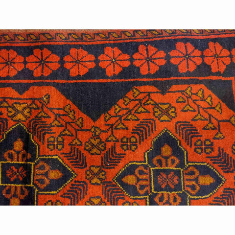 130 x 74 cm Afghan Khan Tribal Orange Small Rug - Rugoutlet