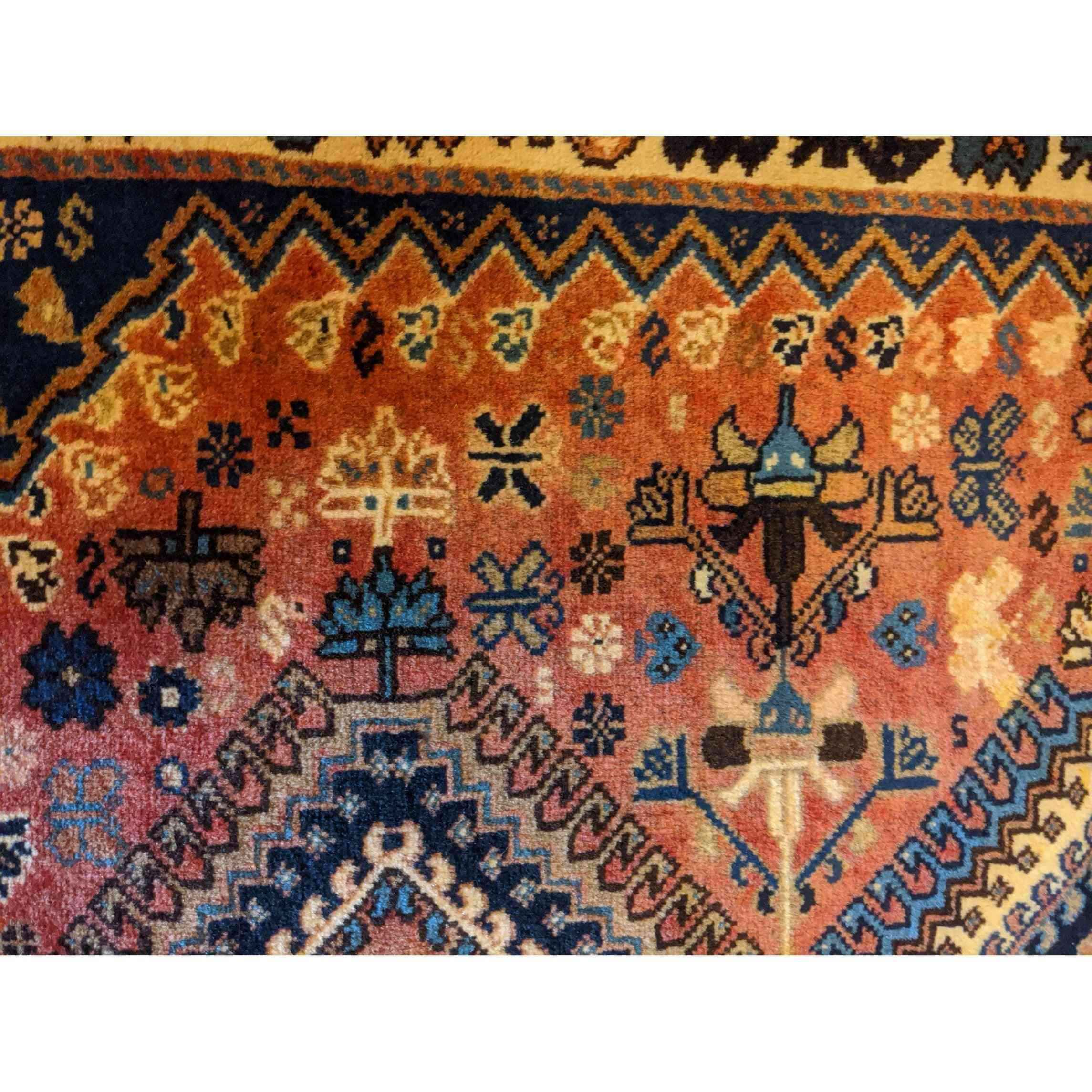 130 x 80 cm Persian Yalameh Tribal Orange Rug - Rugmaster
