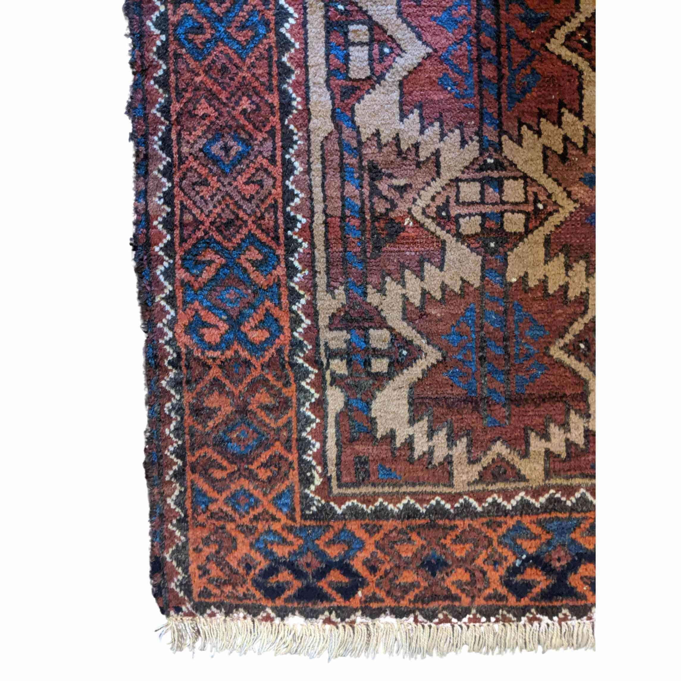 130 x 82 cm Persian Baluch Tribal Beige Small Rug - Rugmaster