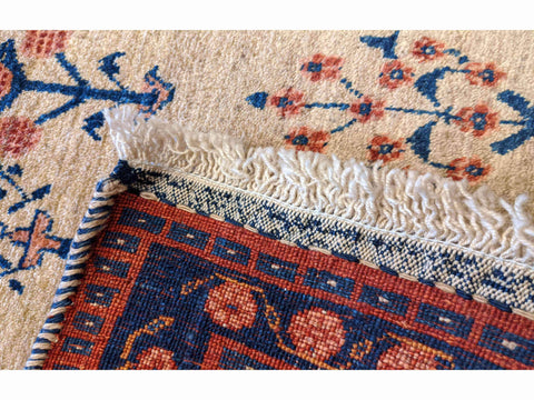 130 x 89 cm Fine Shahsavand Tribal White Small Rug - Rugoutlet