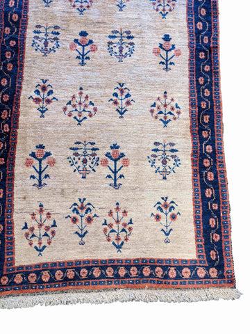 130 x 89 cm Fine Shahsavand Tribal White Small Rug - Rugoutlet